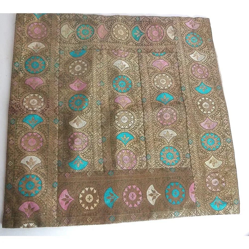 Vintage Sen Sation Indian Brocade Silk Pillow Cover Ethnic Boho Home Decor New